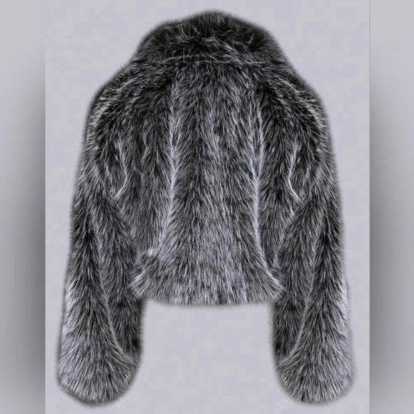 Women's Fashionable Casual Elegant Faux Silver Fox Gradient Long Sleeve Faux Fur - Picture 4 of 5